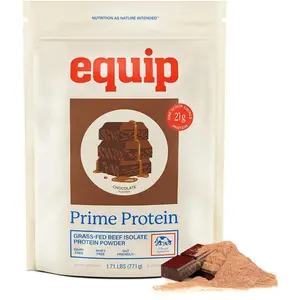 Equip Foods Prime Protein Powder – Grass-Fed Beef Protein Isolate for Muscle Recovery & Tissue Repair, Paleo & Keto Friendly, Gluten & Dairy Free, Chocolate, 30 Servings