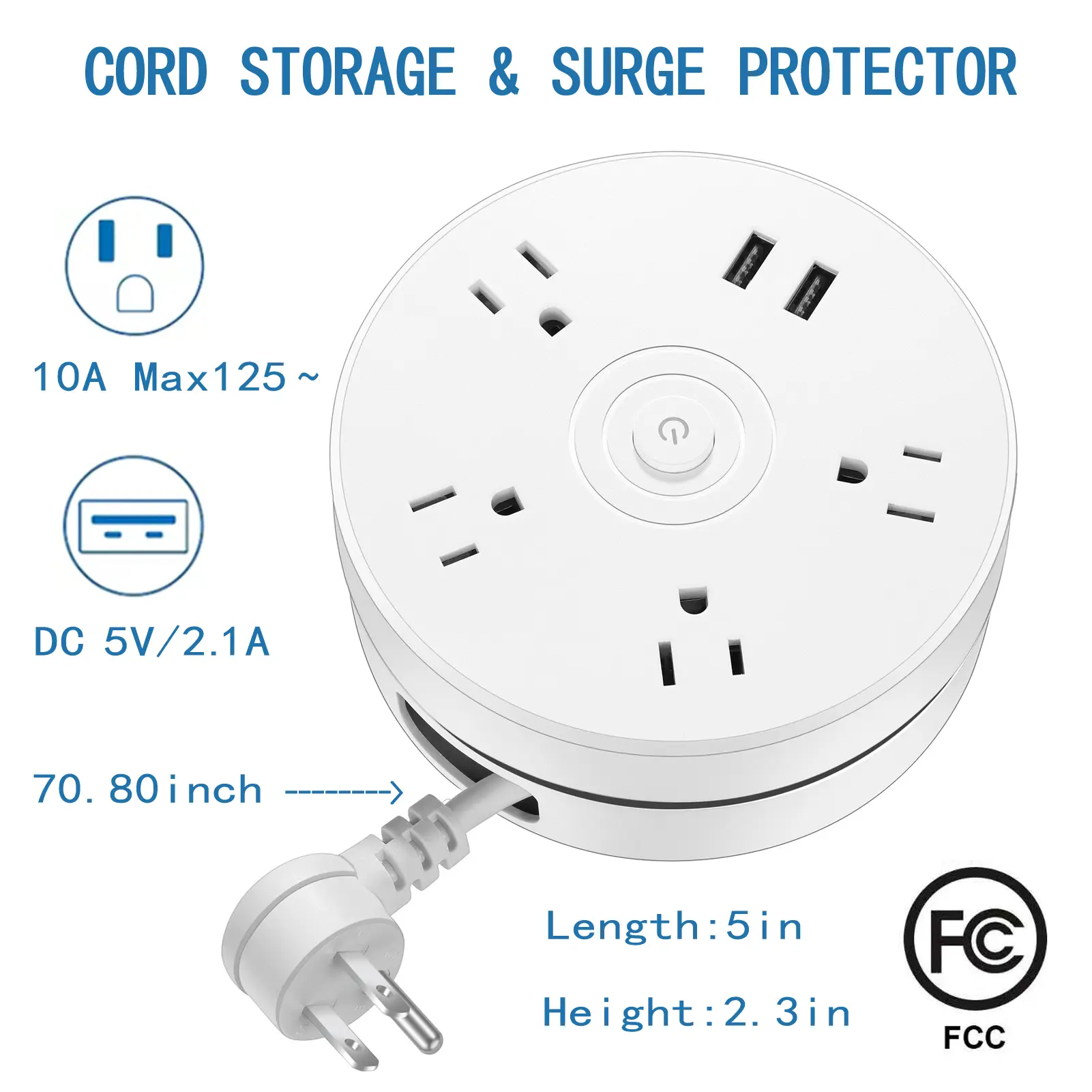 Household Appliance Part - Round Electrical Outlet with Built-in USB Port and Storage Function