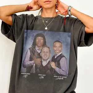 [ SPORTS GRAPHIC TEE - SALE UP TO 45% ] Jahmyr Gibbs Jared Goff Amon-Ra St. Brown Football Shirt, Detroit Step Bros Tee, Funny Football Gift Unisex