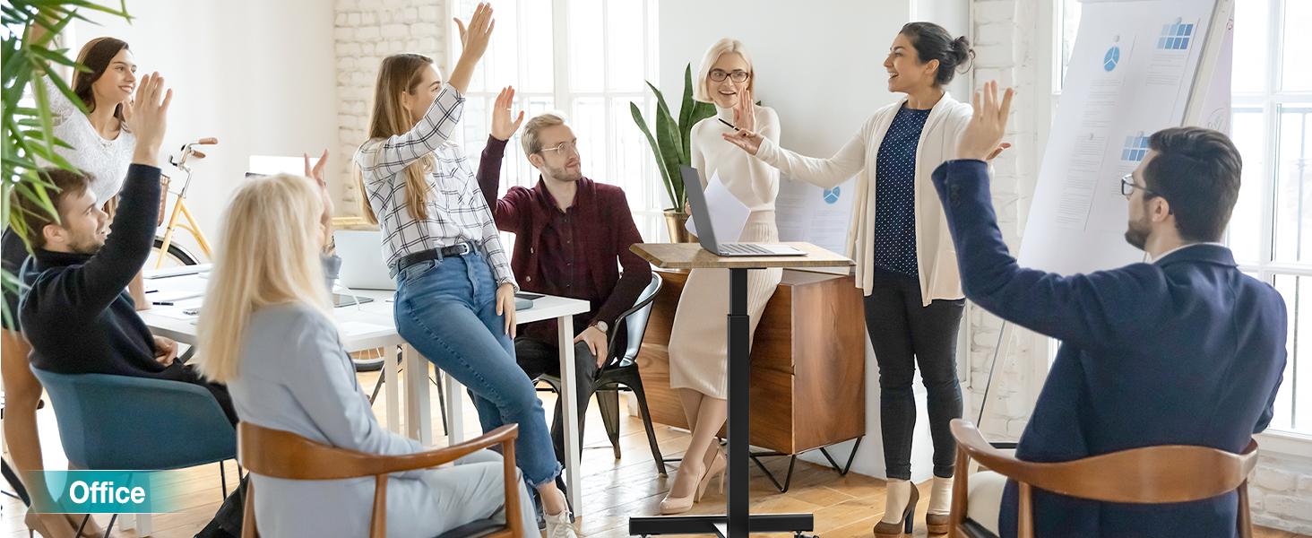 Mobile Rolling Standing Desk - Overbed Table, Teacher Podium with Wheels, Adjustable Work Table,for Home, Office, Classroom