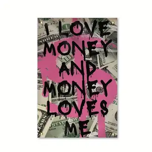 A fun I Love Money graffiti print tapestry, easy to hang, suitable for college dormitories or home decoration items Gift Wall Hanging 30*40