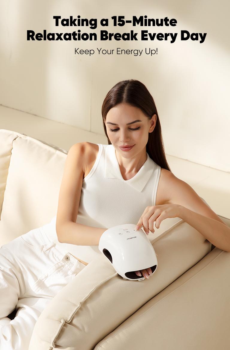 CINCOM Portable Hand Massager, Cordless, Advanced Airwave Technology, Customized Mode & Heating Function, Long-Lasting Battery Life, Auto-Off Feature, Perfect for Daily Relaxation, Comfort, White, Ideal Gift for Christmas & Birthday,dorm essentials,sohoch