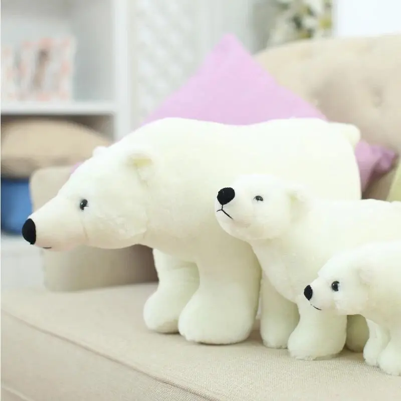 100% Brand New Polar Bear Family Stuffed Plush Toy - 20cm/25cm/35cm/45cm Pure White High-Quality Fabric Doll, Soft PP Cotton Filling, Kids' Placating Gift