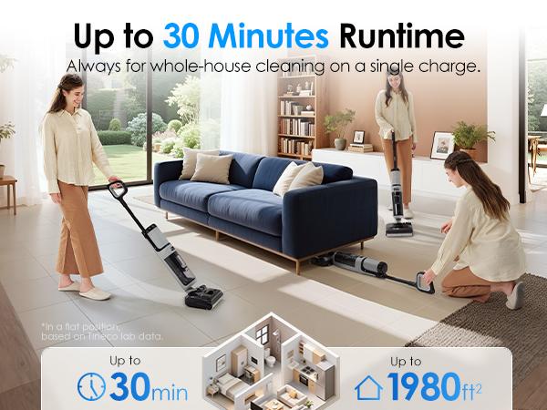 TINECO FLOOR ONE i5 Stretch Wet Dry Vacuum Cleaner 20kPa Powerful Suction 180° Lay-flat Anti-Tangle Dual-sided Edge Cleaning 30 Minutes Runtime Large Capacity Water Tanks