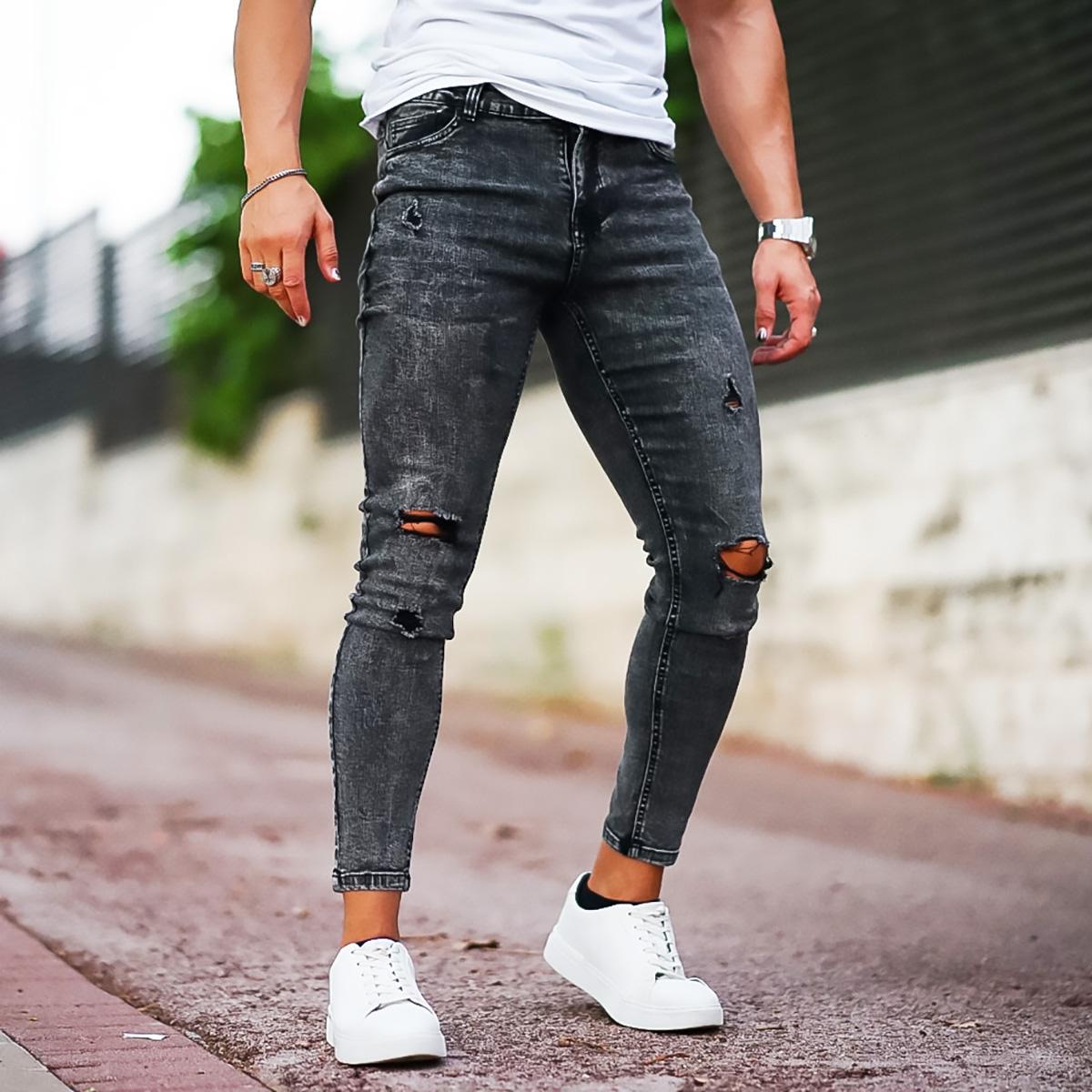 GINGTTO Men's Ripped Skinny Jeans Fashion Slim Fit Stretch Denim Jeans Pants