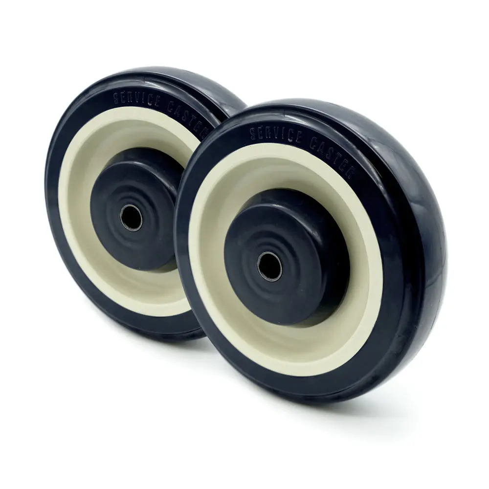 5 Inch Shopping Cart Wheels – Non-Marking Polyurethane Wheel – 250 lbs. Capacity Per Wheel – 500 lbs. Total Capacity – Replacements For Most Shopping Carts – Set of 2 – Service Caster Brand