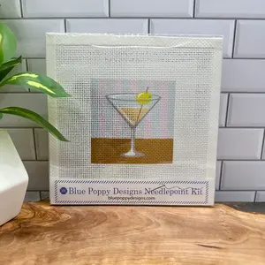 Martini on a striped background Needlepoint Kit