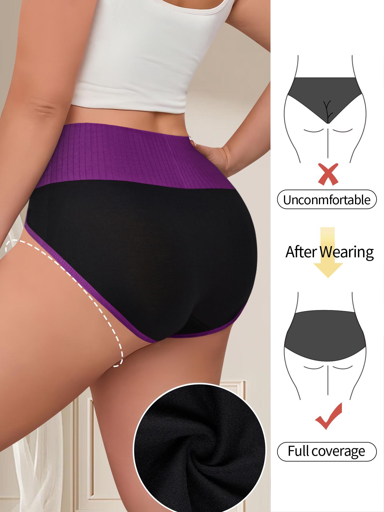 5 pieces of Women's Breathable High-Waist Seamless Underwear, Comfortable Soft Stretch Panties with Tummy Control, Multicolor Fashion Briefs f Womenswear or Everyday Wear - Ideal for Postpartum and Shaping Support Outdoorfun Spandex thongs