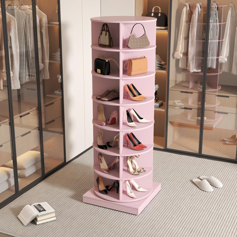 7 Tier Rotating Shoe Rack Tower Organiser, Spinning Shoe Display Lazy Susan, Revolving 360 Shoe Rack Storage Round Carousel, Vertical Handbag Rotate Shoes Closet Organization