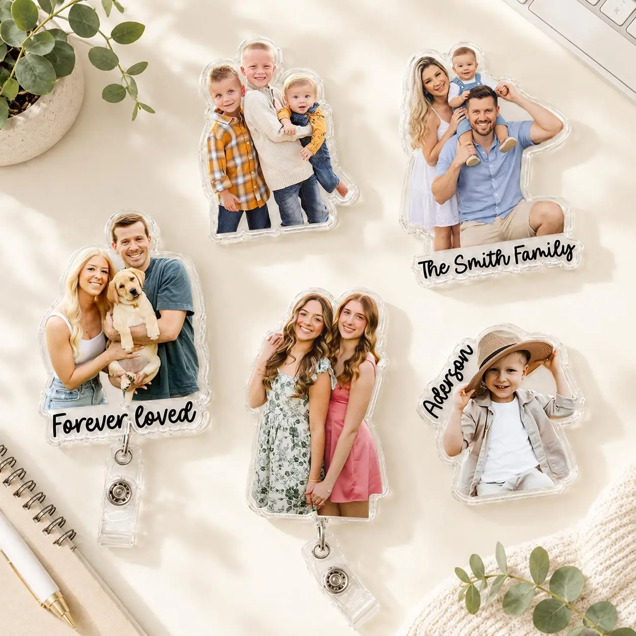 Custom Photo Badge Reel, Personalized Family Photo ID Holder, Retractable Nurse ID Holder, Acrylic Photo Badge, Bestie Gifts Idea, Anniversary Gift for Him