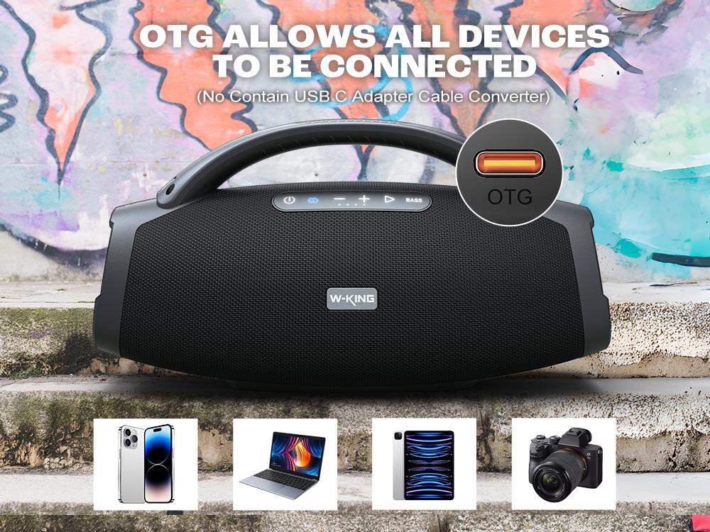 W-KING X20 330W PEAK Boom Box,7.5" Subwoofer 200W RMS,IPX7 Waterproof BT5.4 EQ APP Guitar-in Massive Bass for Outdoor Party