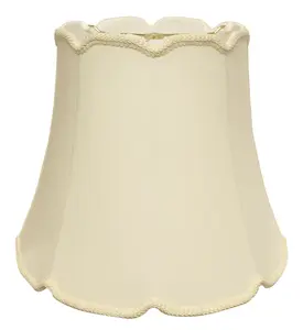 HomeRoots 469741 18 in. Ivory Empire Slanted Cylinder Scroll Edge Silk Lampshade, Egg