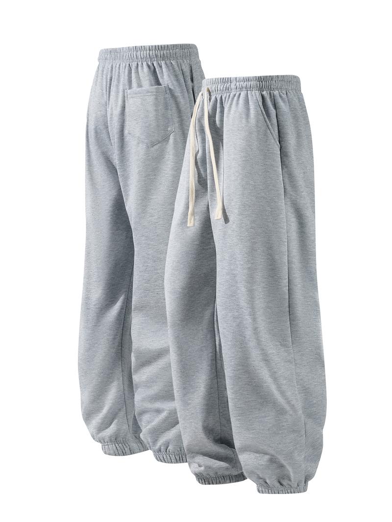 CCCMAI Men's Pocket Drawstring Winter Pants, Casual Regular Fit Plain Thermal Lined Trousers, Men's Bottoms for Winter Menswear