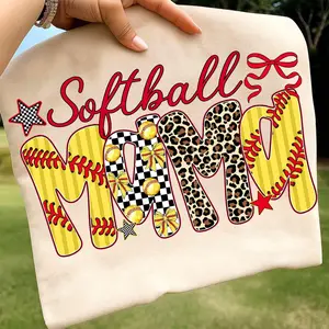 Preppy Softball Mama Bow Print T-Shirt & Sweatshirt, Softball Game Day T-Shirt & Sweatshirt, Softball Mom T-Shirt & Sweatshirt, Sports Mom Design, Girly T-Shirt & Sweatshirt, Home Run,Checkered, Stripes