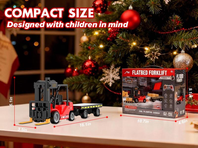 Egofuntoy Electric RC Forklift Truck with Remote Control, Rechargeable Battery, Water Spray & Lights Sound Effects, Detachable Control Car