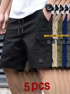 Men’s 5-Pack New Summer Cargo Shorts — Trendy Loose-Fit Athletic Bermuda/Knee-Length Casual Shorts