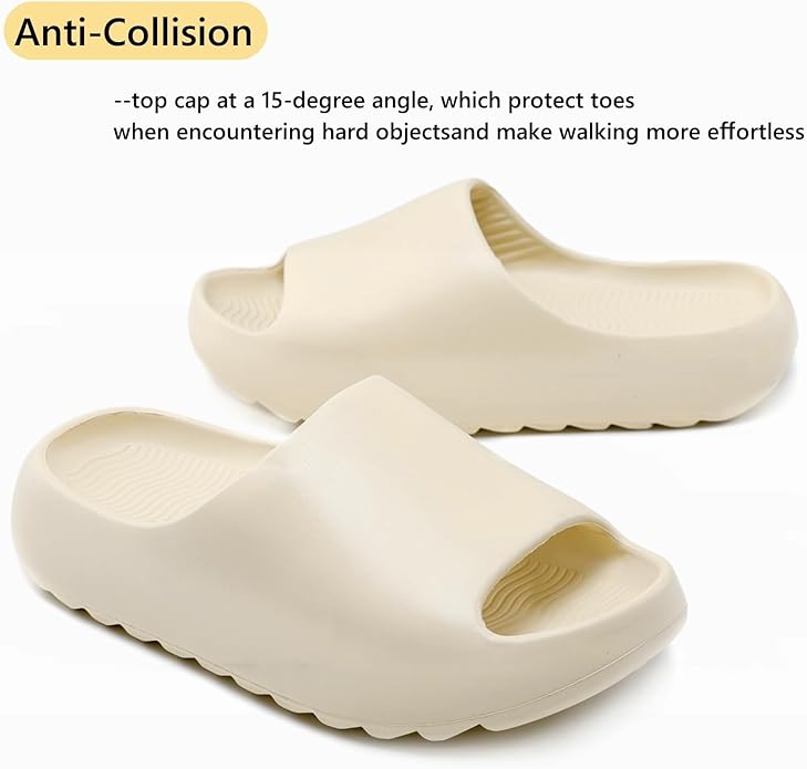 rosyclo Cloud Slides for Women Men - Ultra Soft Thick Sole Pillow Slippers, Non-Slip Lightweight Foam Slippers, Waterproof House Shoes for Shower & Beach