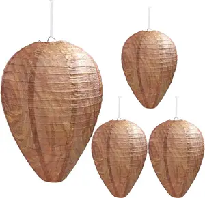 4 Pack Wasp Nest Decoy Hanging Wasp Nest Stay Away from Wasps Hornets Yellow Jackets