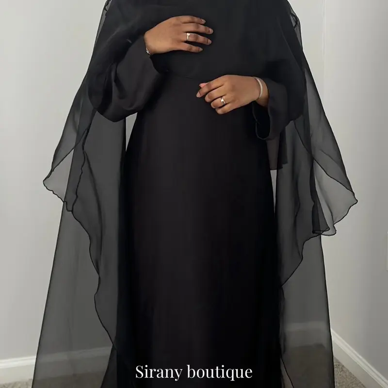 Silky Abaya with veiled cape