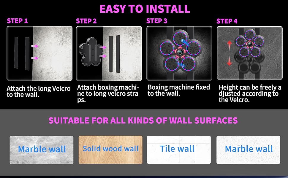 Bluetooth Music Boxing Machine with Gloves, Wall-Mounted Home Workout Target, Type C Charging, Punching Target boxing music machine with gloves for Adults and kids black friday