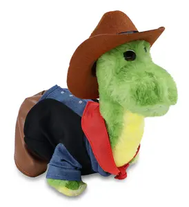 SUPER SOFT PLUSH - GREEN DINOSAUR COWBOY DRESS UP