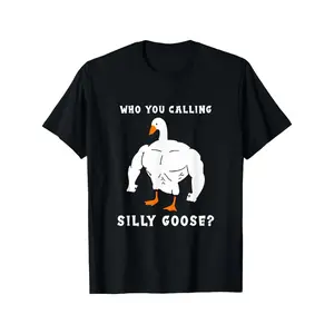 [Casual Style] Silly Goose" Funny Gym Meme T-Shirt, Comfortable Fit,  Muscular Goose Graphic, Ideal For Casual Wear & Holiday Gifts