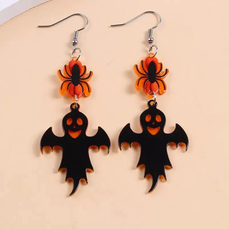 Women's Gothic Black Bat Dangle Drop Earrings - Spooky Halloween Costume Jewelry with Gift Box