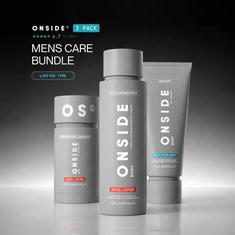 ONSIDE Men's Care Bundle | Aluminum Free Deodorant, Deep Clean Body Wash, Body Cream