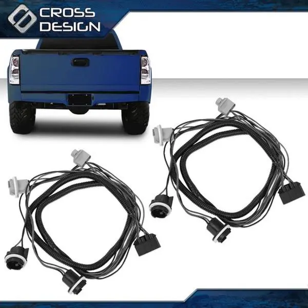 CROSSDESIGN Left&Right Tail Light Wiring Harness (1 Pair) - Car Lighting Accessories, Brake Stop Turn Signal Harness for 2003-2007 Chevrolet Silverado 1500, 2500 HD Classic, 3500, 3500 Classic Rear Light Assembly