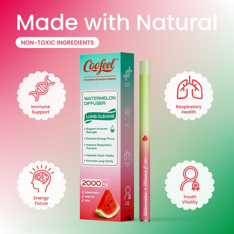 Coofeel Watermelon Mint Aroma Stick ｜Fresh Watermelon & Mint Scent, Clean & Smooth Sensory Experience, Plant-Based Ingredients, Portable Everyday Design