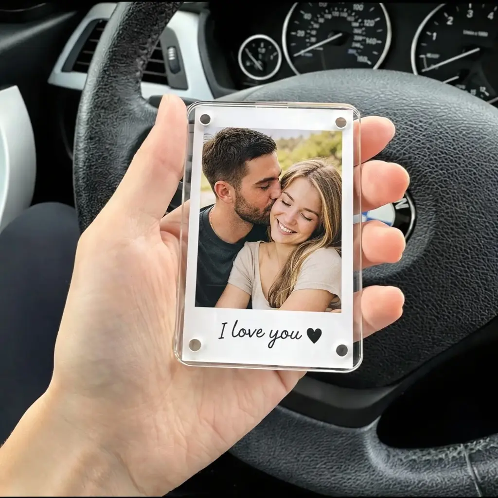 Car Visor Picture Frame – Magnetic Acrylic Visor Photo Holder, Personalized Image Insert, Fits Most Car Sun Visors, Gift for Couples/Dad/Mom (2PCS)