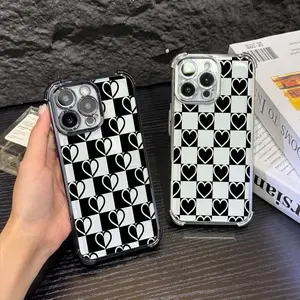Simple Heart Pattern Phone Case for iPhone Samsung Galaxy 17Pro Max Air 16 15Plus 14 13 12 11 XR XS S25 S24 S23 S22 Cases Simple Heart Drawing Pattern All Seasons Durable Bumper, Protection Durable Phone case for Girl, Protective Silicone Cover.WC93