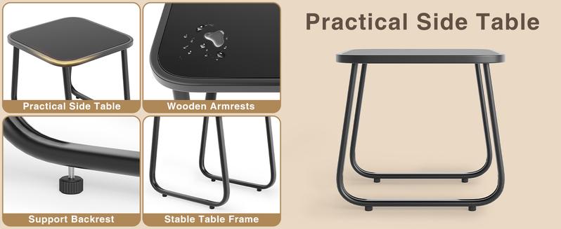 Gizoon 3 Piece Rocking Bistro Set, Textilene Fabric Patio Furniture Set, Front Porch Rocker Chairs with Coffee Table for Lawn, Garden, Balcony, Poolside (Black) Gizoon 3 Piece Rocking Bistro Set, Textilene Fabric Patio Furniture Set, Front Porch Rocker Chairs with Coffee Table for Lawn, Garden, Balcony, Poolside (Black)