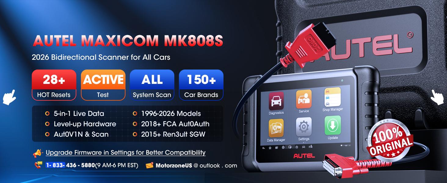 Autel Scanner MaxiCOM MK808S Car Diagnostic Scan Tool Bi-directional All Systems Diagnosis 28+ Services Active Test Autel Scanner MaxiCOM MK808S Car Diagnostic Scan Tool Bi-directional All Systems Diagnosis 28+ Services Active Test