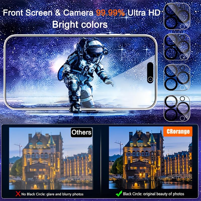 One set/8 pieces Full-screen privacy screen protector Compatible with iPhone 16/15/14/13/12/11 series models Privacy 9H tempered glass screen protector 4+4 count HD privacy phone screen protector and lens protector Full-screen coverage durable