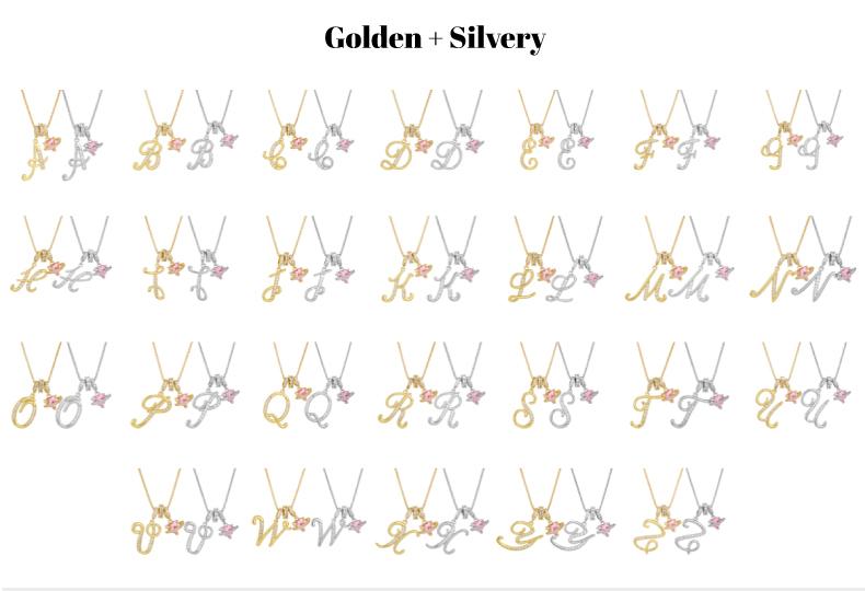 GGIRL Initial Heart Necklace for Women Pink Cubic Zirconia Pendant Letter Diamond 18K Gold Plated Fashion Jewelry Gift for Holiday Christmas Birthdays Anniversaries