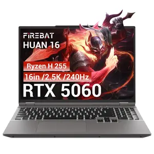FIREBAT RTX 5060 Gaming Laptop 2.5K, Ryzen7 H 255(Up to 4.9GHz), 16'' QHD 240Hz Display, 16GB DDR5 & 512GB SSD, RGB Keyboard, USB4, HDMI2.1, Mini DP2.1, WiFi6E & BT5.3, Powerful Desktop PC for AI training, Smooth Gaming