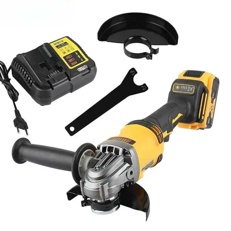 DEWALT DCG414 Cordless Angle Grinder - 125MM Brushless Heavy-Duty Power Tool, Angle Grinding Machine with LowVibe Control, Tightspace Reach, Includes Grinding Wheel Disc, Metal Cutting Discs, 100MM Compatible, for Metal Surfaces Work, Home DIY