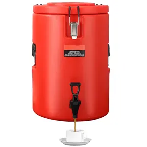 4.5 Gallon (17.2 Liter) Stainless Steel Insulated Beverage Dispenser - Thermal Hot & Cold Drink Server with Spigot Handle, Food-grade for Hot Tea, Coffee, Water - Ideal for Restaurant & Drink Shop