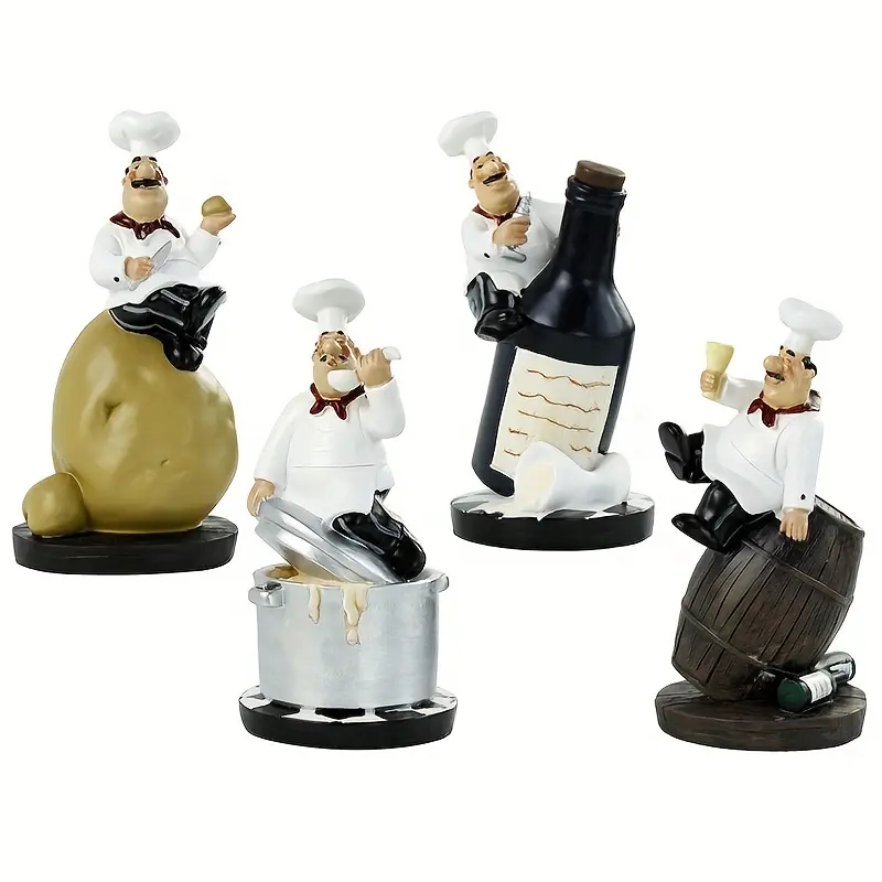 Top Chef Collection Resin 1pc Chef Statue - Kitchen Decoration Potato Ornaments for Hotel Cafe Bar Store White