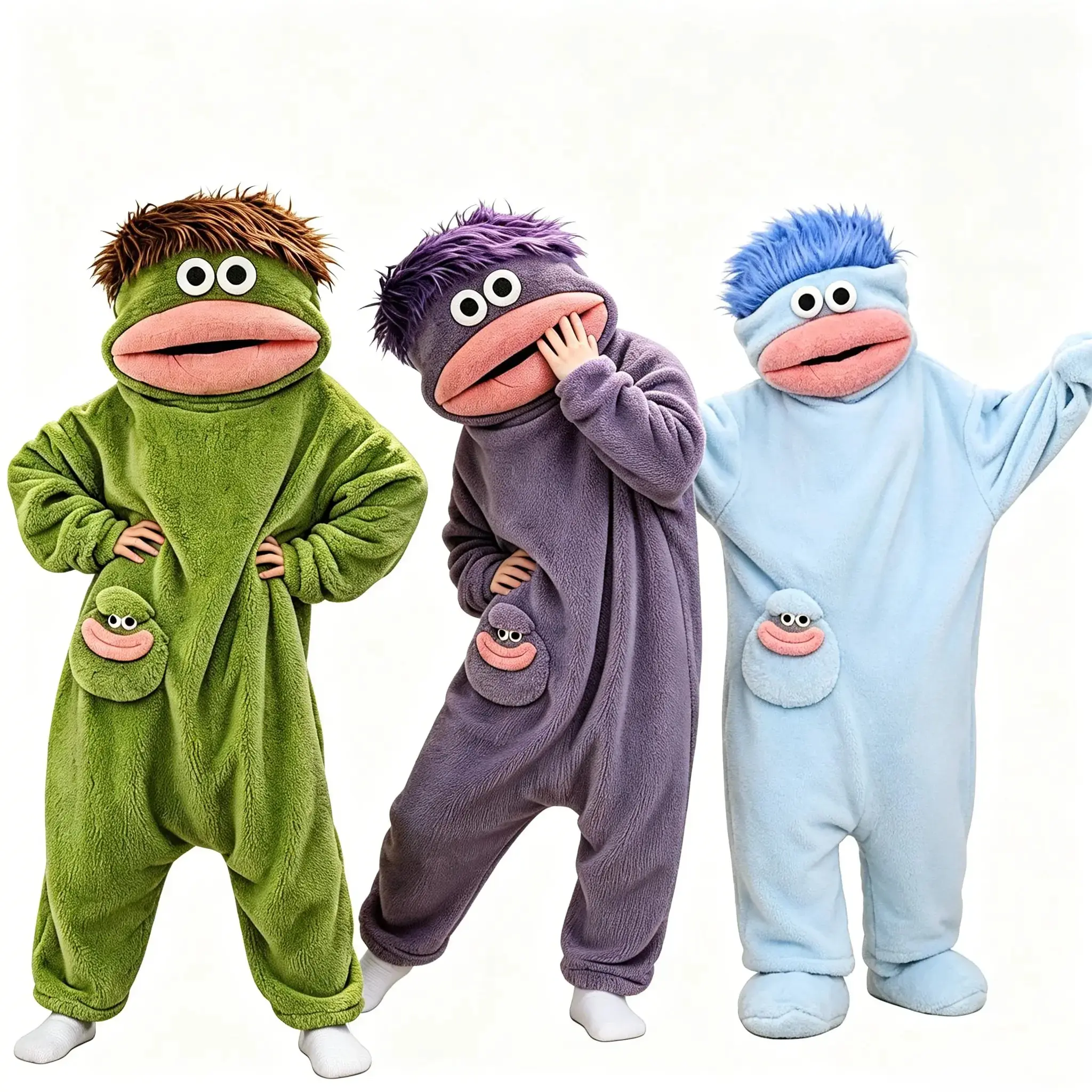 Cute Monster Wearable Blanket Hoodie for Women Men, Soft Sugar Fleece Loose Pullover Warm Cozy Home Loungewear Funny Pajamas, Father's Day Gift Perfect for Home & Parties Halloween, One Size for Women Men