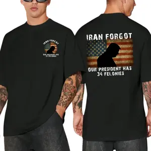 Iran Forgot Tr*mp Has 34 Felonies Shirt, Political Statement Anti Tr*mp Satire Tee, American Flag Political Humor T Shirt, Trump 34 Felonies Election Debate Graphic Tee Patriotic Protest Apparel For Men Women Unisex