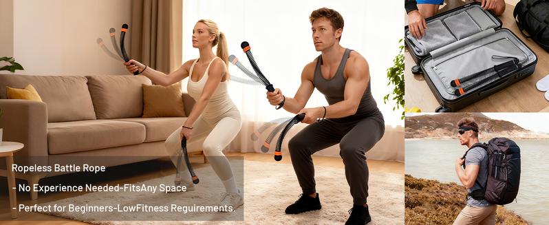 FINDAMAZE Cordless Battle Ropes for Home Gym - Cordless Training Rope Fitness Equipment for Men & Women, Weighted Workout Ropes for HIIT, No-Jump Full-Body Exercise, Ideal for Fitness Enthusiasts Workout Equipment Training Equipment & Festival Gift