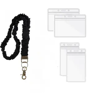 3-piece Set Elastic Hairband Lanyard Small Side Lanyard Work Badge Durable Lightweight Swivel Metal Base Sturdy Spring Buckle Hypoallergenic Fabric Expandable 17.5 to 30 Inches