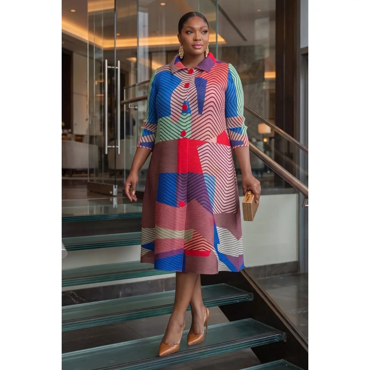 Aveline Mosaic Bounce Dress| Pink Berry