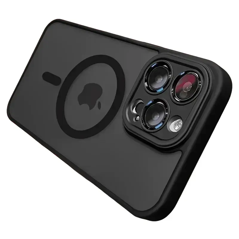 Luxury Magnetic Wireless Charging Smartphone Case for iPhone 17/16/15/14/13/12/11 Pro Max Plus - Matte Translucent Hard PC Armor, Shockproof, Camera Lens Protection for Handheld Cellphone Devices, Casing