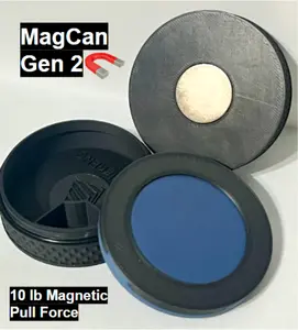 MagCan Gen 2 Magnetic Storage Can, Pouch Holder, Pouch Container, Strong Magnet Organizer for Golf, Shop, Boat, Travel, Weather Resistant Pocket Storage Tin, Reusable Organizer with Used Compartment, Made in USA