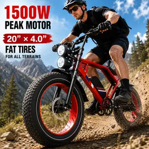 Electric EBike for Adult 1500W Peak Power | 32MPH Max Speed | 50-100 Miles Range | Full Suspension | 20"×4.0" Fat Tires | Removable 48V 22.5AH Battery | UL 2849 Certified | Snow, Mountains, Off-Road All-Terrain Fat Tires Ebike sport