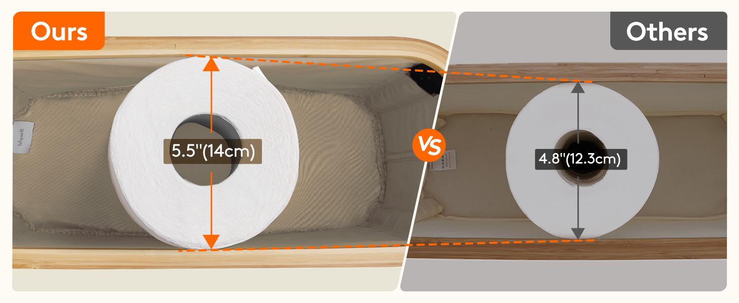 Lifewit Toilet Paper Storage Basket with Lid & Handle, 20L/30L Capacity, Bamboo Design, Removable Lid, Multi-Functional Bathroom Organizer