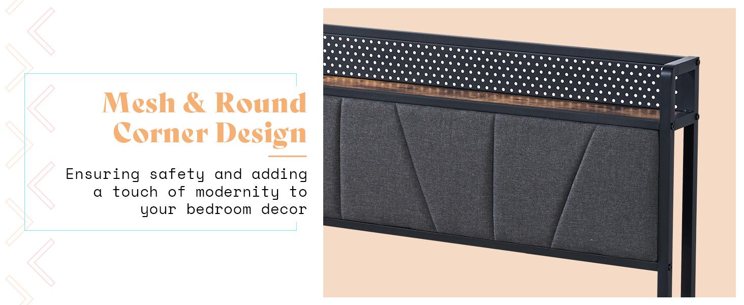 AMERLIFE King Size Lift Up Storage Bed Frame with LED Lights, Linen Upholstered Headboard with Charging Station, Wooden LED Light Platform Bed Frame,Best Gift Ideas/Christmas Gifts